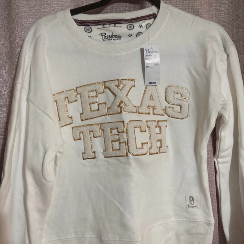 Pressbox Cream Texas Tech Crew Neck Sweater